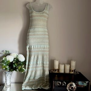 Victoria’s Secret mint and gold knit stretchy casual summer maxi dress